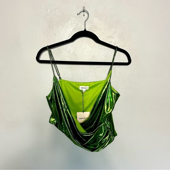 NWT Revolve Superdown Metallic Green Wrap Top Medium - Picture 5 of 9